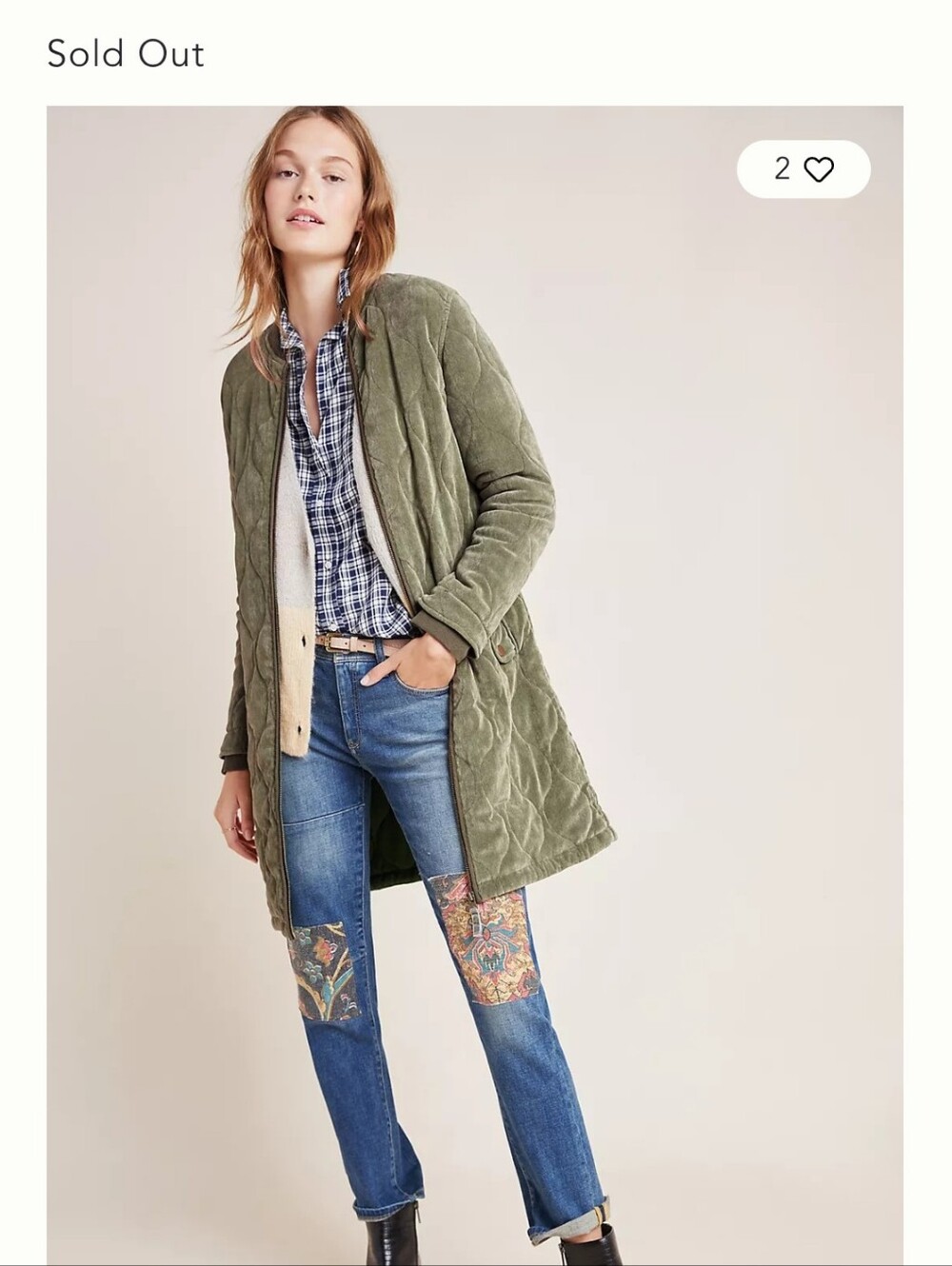 Anthropologie Quilted Coat Sage Green L - Picture 7 of 7
